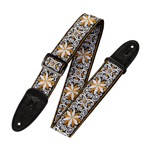 Levy's Hootenanny Jacquard Weave - Yellow and White Guitar Strap - Fair Deal Music