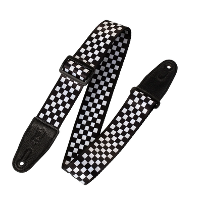 Levy's Graphic Waves Polyester - Black/White Chequered Guitar Strap - Fair Deal Music