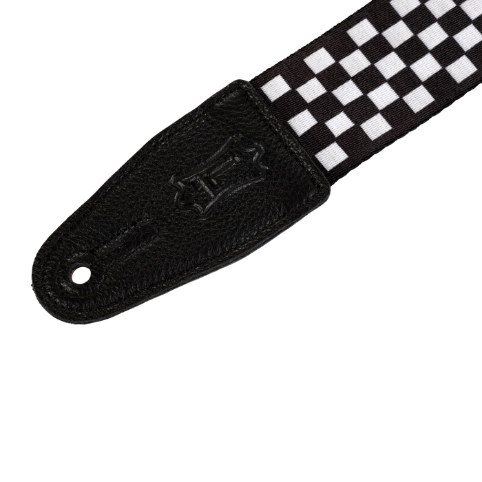 Levy's Graphic Waves Polyester - Black/White Chequered Guitar Strap - Fair Deal Music