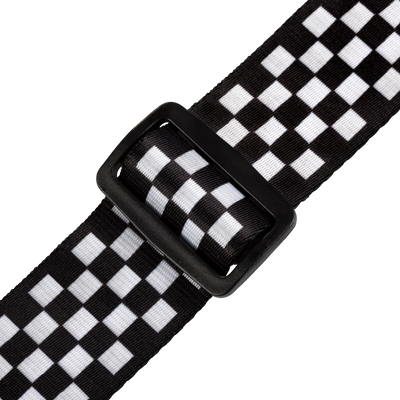 Levy's Graphic Waves Polyester - Black/White Chequered Guitar Strap - Fair Deal Music