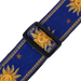 Levy's Sun Motif Weave w Leather Backing - Yellow on Blue Guitar Strap - Fair Deal Music