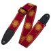 Levy's Sun Motif Weave w Leather Backing - Yellow on Red Guitar Strap - Fair Deal Music