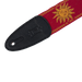 Levy's Sun Motif Weave w Leather Backing - Yellow on Red Guitar Strap - Fair Deal Music