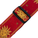Levy's Sun Motif Weave w Leather Backing - Yellow on Red Guitar Strap - Fair Deal Music