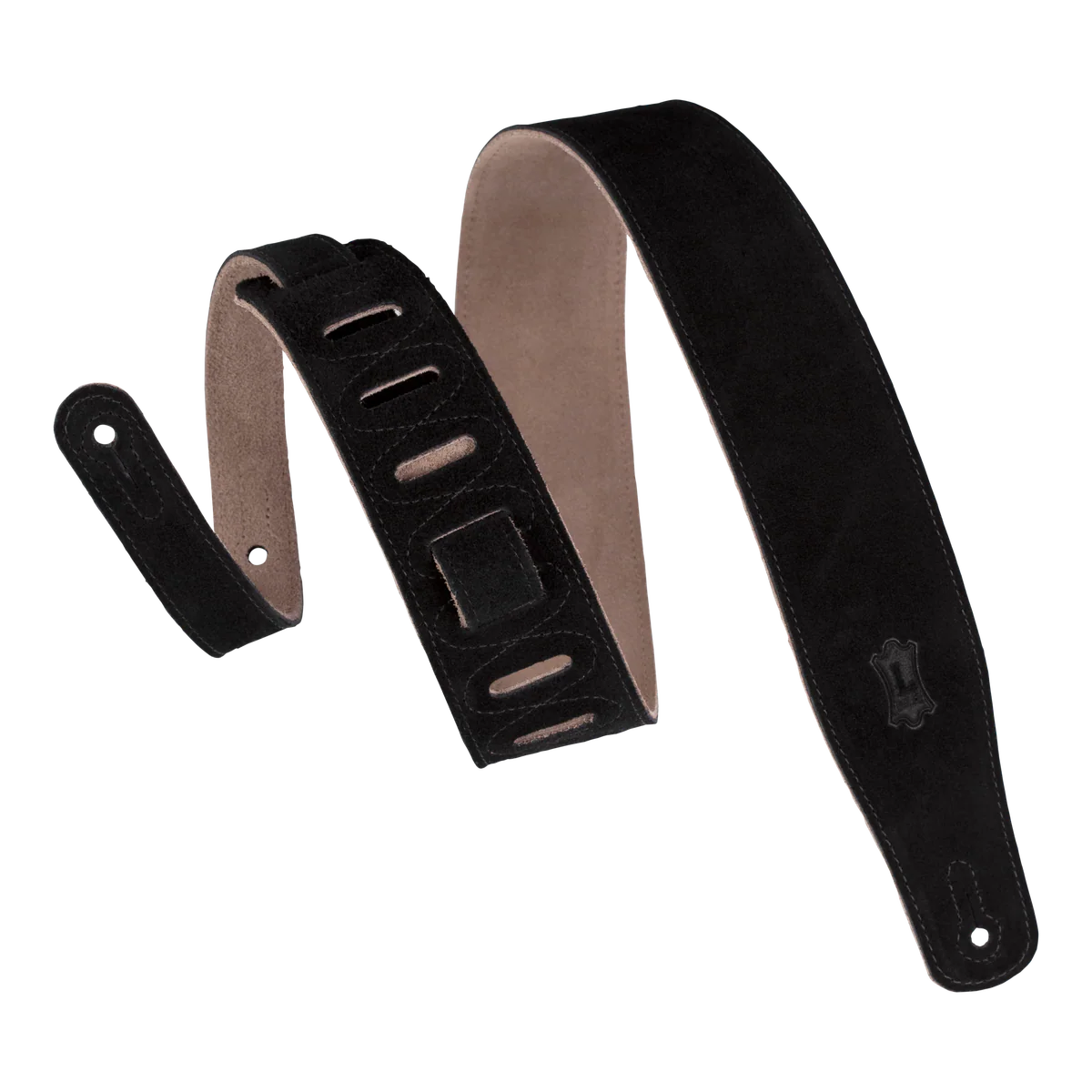 Levy's Simply Suede Leather w Suede Backing 2 1/2" - Black Guitar Strap - Fair Deal Music