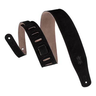Levy's Simply Suede Leather w Suede Backing 2 1/2" - Black Guitar Strap - Fair Deal Music