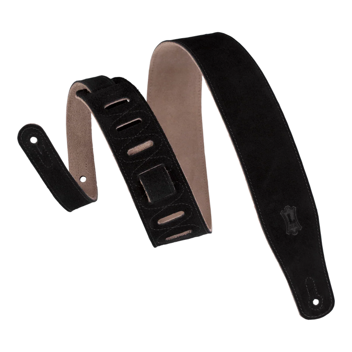 Levy's Simply Suede Leather w Suede Backing 2 1/2" - Black Guitar Strap - Fair Deal Music