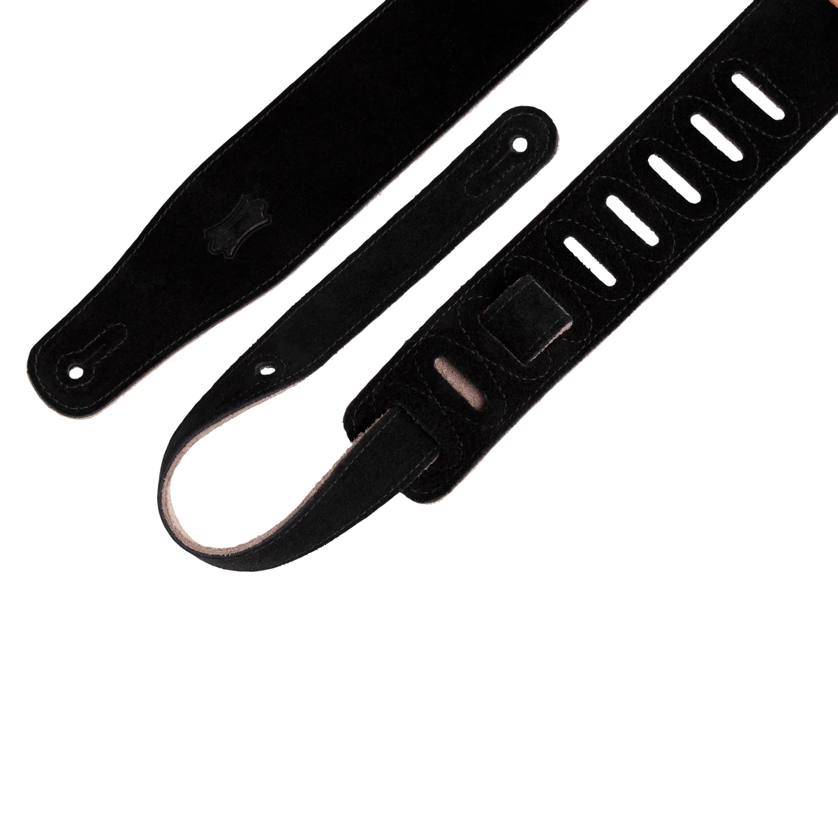 Levy's Simply Suede Leather w Suede Backing 2 1/2" - Black Guitar Strap - Fair Deal Music