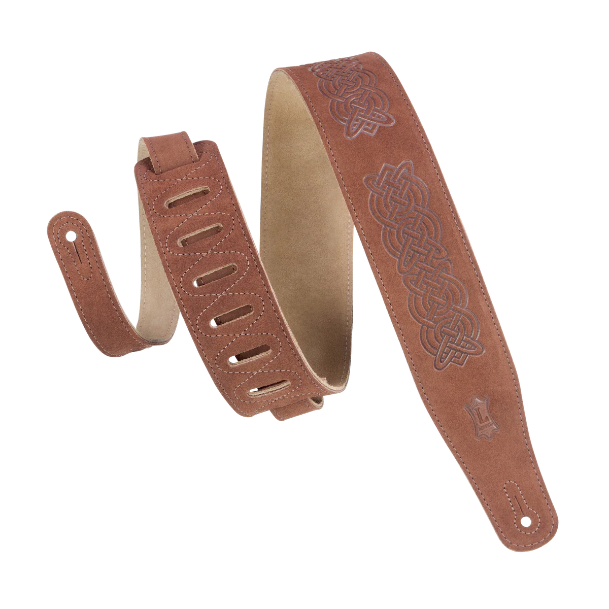 Levy's Celitc Embossed Suede Leather 2 1/2" - Brown Guitar Strap - Fair Deal Music