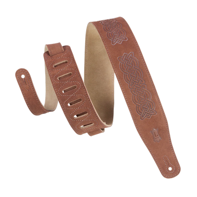 Levy's Celitc Embossed Suede Leather 2 1/2" - Brown Guitar Strap - Fair Deal Music