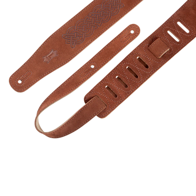 Levy's Celitc Embossed Suede Leather 2 1/2" - Brown Guitar Strap - Fair Deal Music