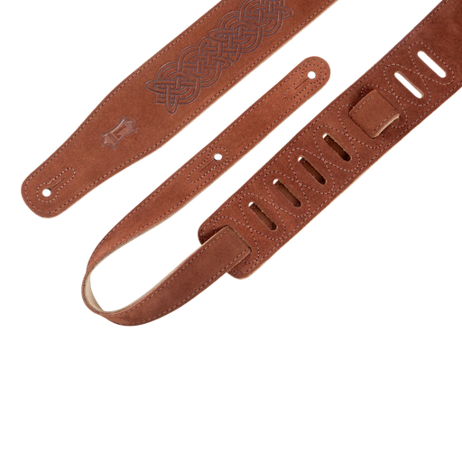 Levy's Celitc Embossed Suede Leather 2 1/2" - Brown Guitar Strap - Fair Deal Music