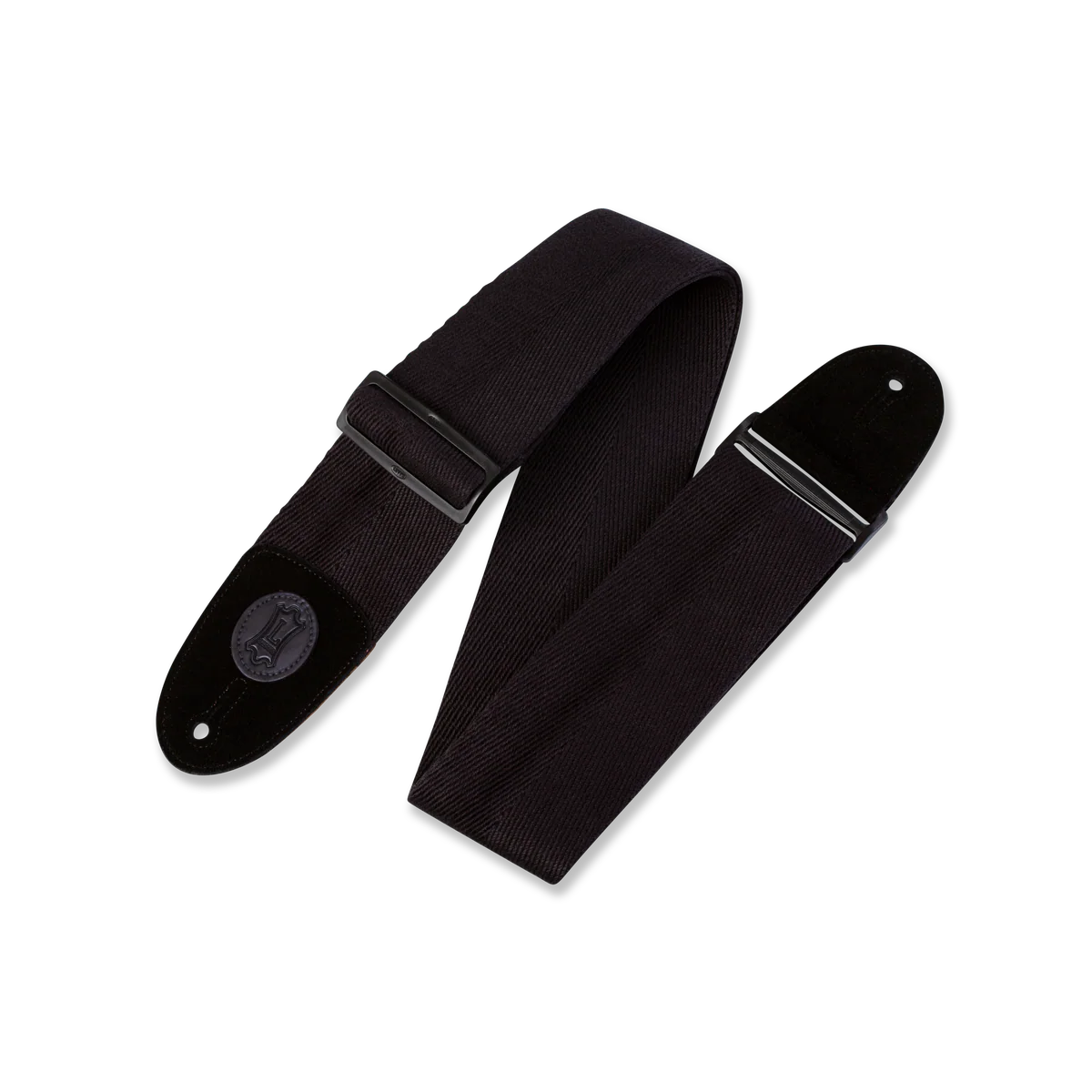 Levy's Signature Cotton w Suede Ends - Black Guitar Strap - Fair Deal Music