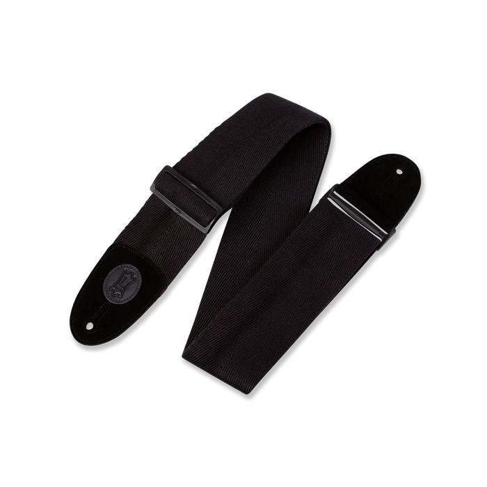 Levy's Signature Cotton w Suede Ends - Black Guitar Strap - Fair Deal Music