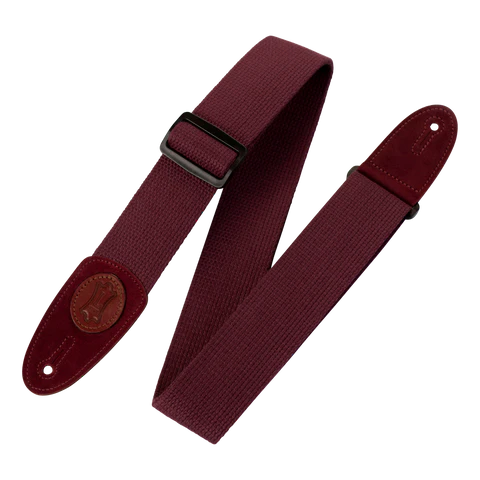 Levy's Signature Cotton w Suede Ends - Burgundy Guitar Strap - Fair Deal Music