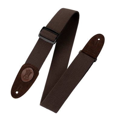 Levy's Signature Cotton w Suede Ends - Brown Guitar Strap - Fair Deal Music