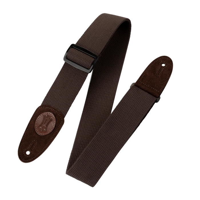 Levy's Signature Cotton w Suede Ends - Brown Guitar Strap - Fair Deal Music