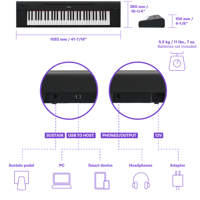 Yamaha NP-15WH Piaggero Portable Piano White - Fair Deal Music Yamaha NP-15WH Piaggero Portable Piano White - Fair Deal Music
