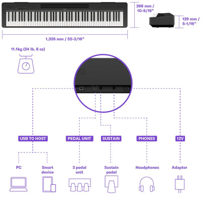 Yamaha P-145BT Portable Digital Piano Bundle - Fair Deal Music