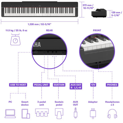 Yamaha P-225B Portable Digital Piano Black Bundle - Fair Deal Music