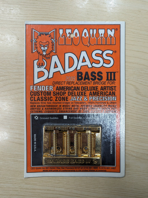 Leo Quan Badass Bass III 4-String Grooved Saddles Bridge, Gold, USED - Fair Deal Music