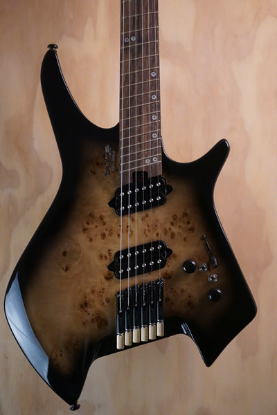 SQOE SEIB992 Headless Electric Guitar In Black - Fair Deal Music