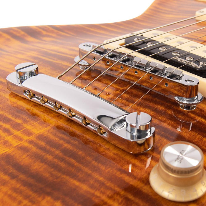 Vintage V100AFD ReIssued Electric Guitar ~ Flamed Amber - Fair Deal Music