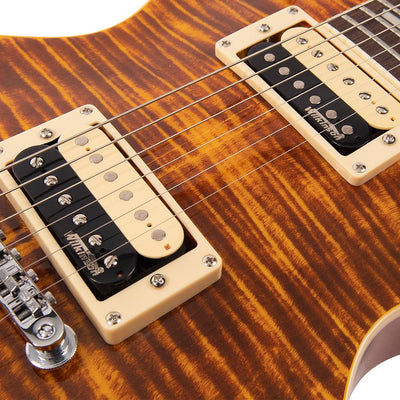 Vintage V100AFD ReIssued Electric Guitar ~ Flamed Amber - Fair Deal Music
