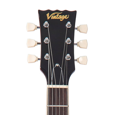 Vintage V100 ReIssued Electric Guitar w/Bigsby ~ Flamed Amber - Fair Deal Music