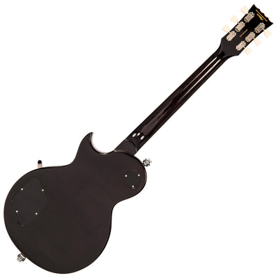 Vintage V100 ReIssued Electric Guitar w/Bigsby ~ Flamed Thru Black - Fair Deal Music
