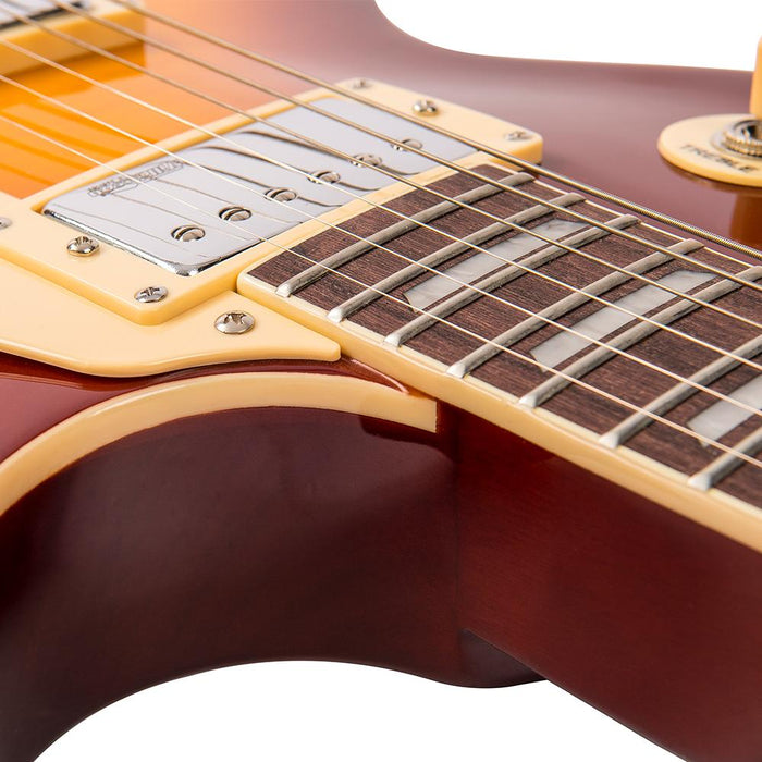 Vintage V100 ReIssued Electric Guitar ~ Flamed Iced Tea - Fair Deal Music