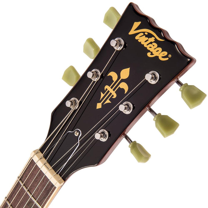 Vintage V100 ReIssued Electric Guitar ~ Flamed Iced Tea - Fair Deal Music