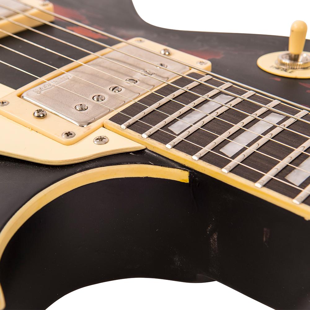 Vintage V100 ICON Electric Guitar ~ Distressed Black Over Sunburst - Fair Deal Music