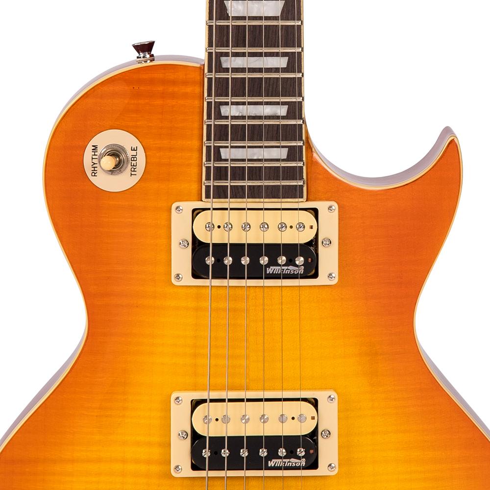 Vintage V100T ReIssued Electric Guitar ~ Flamed Thru Honeyburst - Fair Deal Music