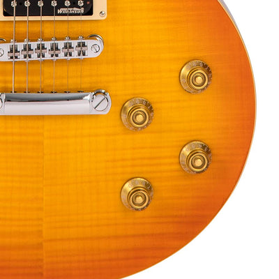 Vintage V100T ReIssued Electric Guitar ~ Flamed Thru Honeyburst - Fair Deal Music