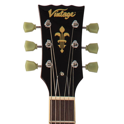 Vintage V100T ReIssued Electric Guitar ~ Flamed Thru Honeyburst - Fair Deal Music