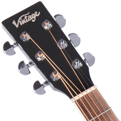 Vintage V300 Acoustic Folk Guitar Outfit ~ Black - Fair Deal Music
