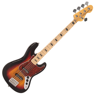 Vintage V495 Coaster Series 5-String Bass Guitar Pack ~ 3 Tone Sunburst - Fair Deal Music