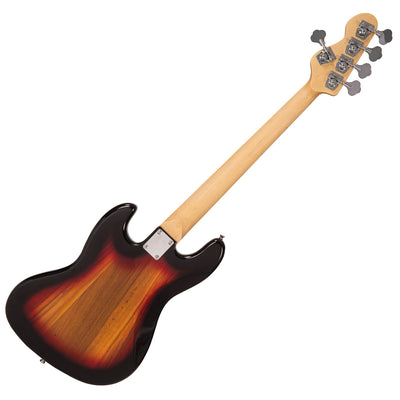 Vintage V495 Coaster Series 5-String Bass Guitar ~ 3 Tone Sunburst - Fair Deal Music
