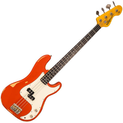 Vintage V4 ICON Bass ~ Distressed Firenza Red - Fair Deal Music