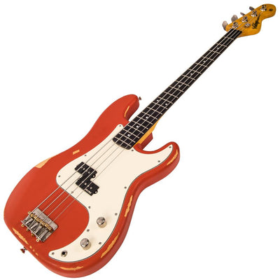 Vintage V4 ICON Bass ~ Distressed Firenza Red - Fair Deal Music