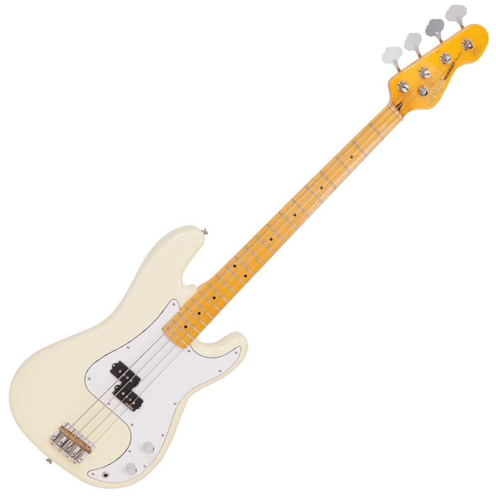 Vintage V4 ReIssued Maple Fingerboard Bass ~ Vintage White - Fair Deal Music