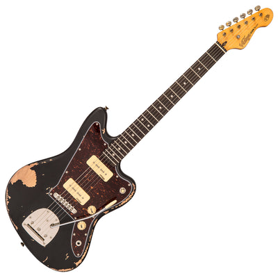 Vintage V65 ICON Vibrato Electric Guitar ~ Distressed Black - Fair Deal Music