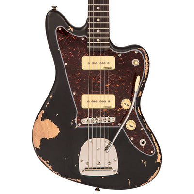 Vintage V65 ICON Vibrato Electric Guitar ~ Distressed Black - Fair Deal Music