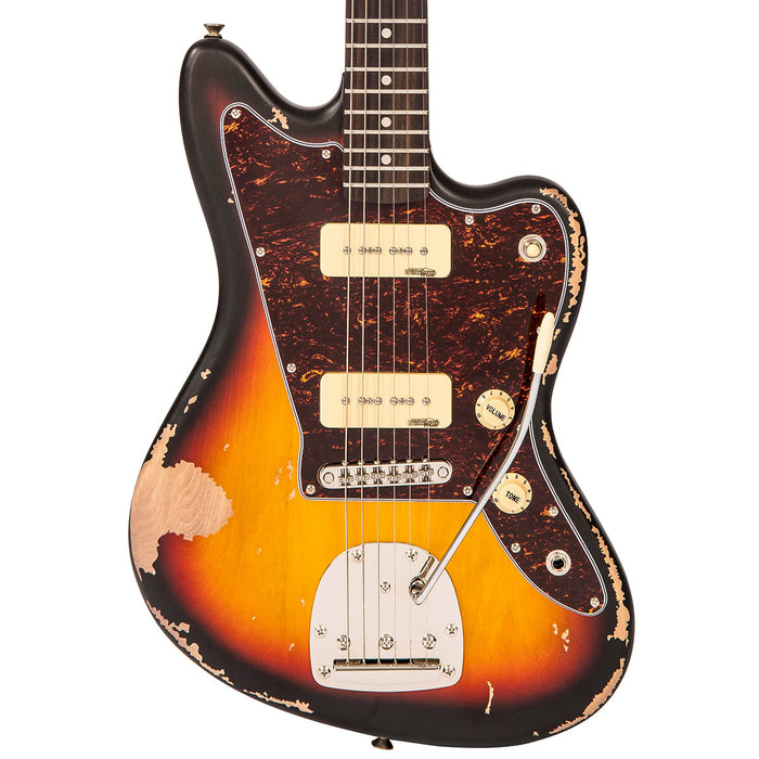 Vintage V65 ICON Vibrato Electric Guitar ~ Distressed Tobacco Sunburst - Fair Deal Music