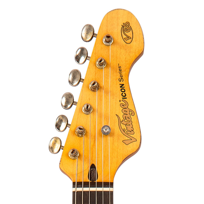 Vintage V65 ICON Vibrato Electric Guitar ~ Distressed Tobacco Sunburst - Fair Deal Music