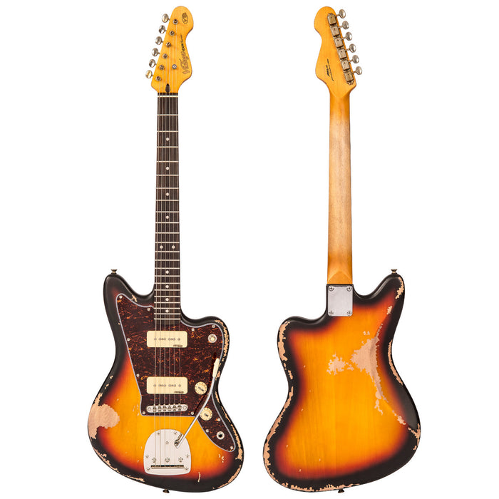 Vintage V65 ICON Vibrato Electric Guitar ~ Distressed Tobacco Sunburst - Fair Deal Music