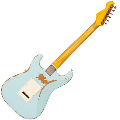 Vintage V6H ICON HSS Electric Guitar ~ Ultra-Gloss Distressed Laguna Blue - Fair Deal Music