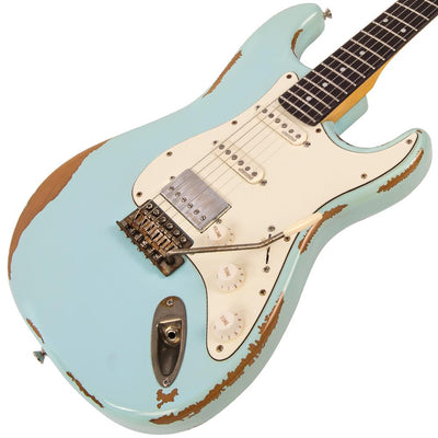 Vintage V6H ICON HSS Electric Guitar ~ Ultra-Gloss Distressed Laguna Blue - Fair Deal Music