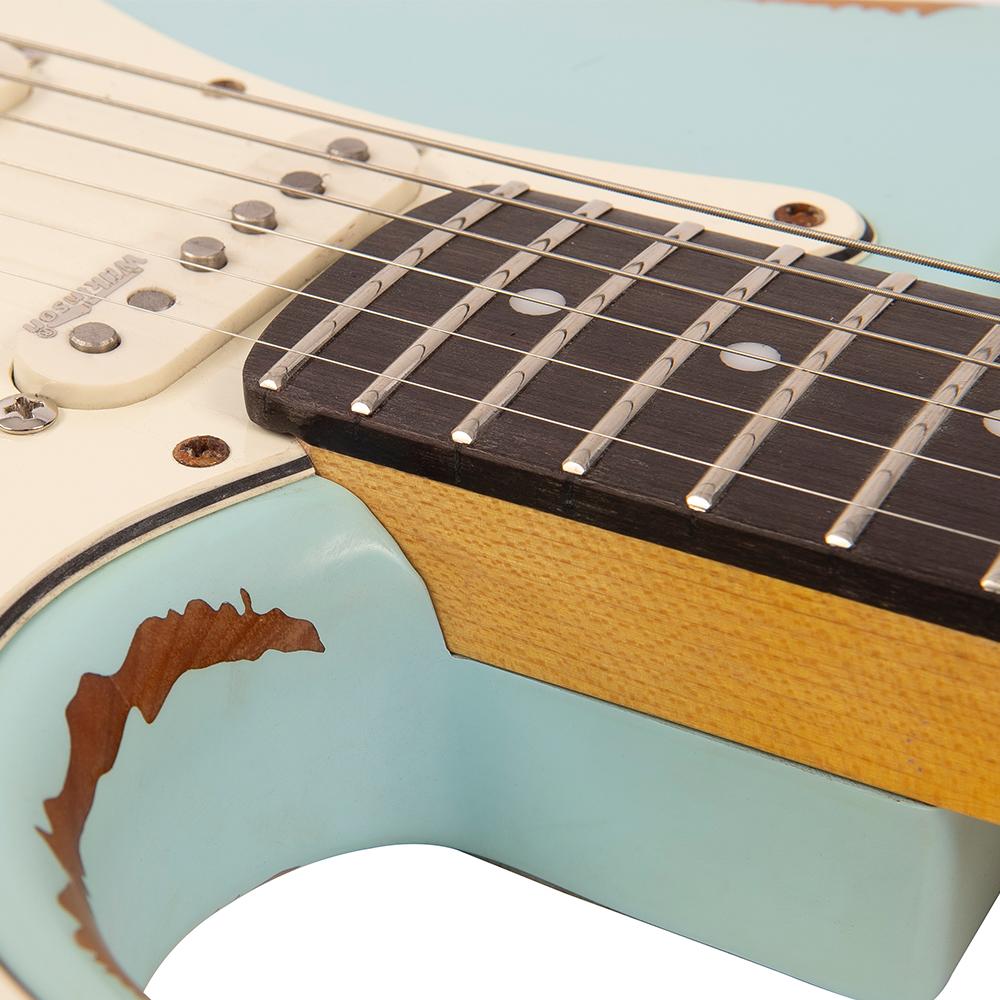 Vintage V6H ICON HSS Electric Guitar ~ Ultra-Gloss Distressed Laguna Blue - Fair Deal Music